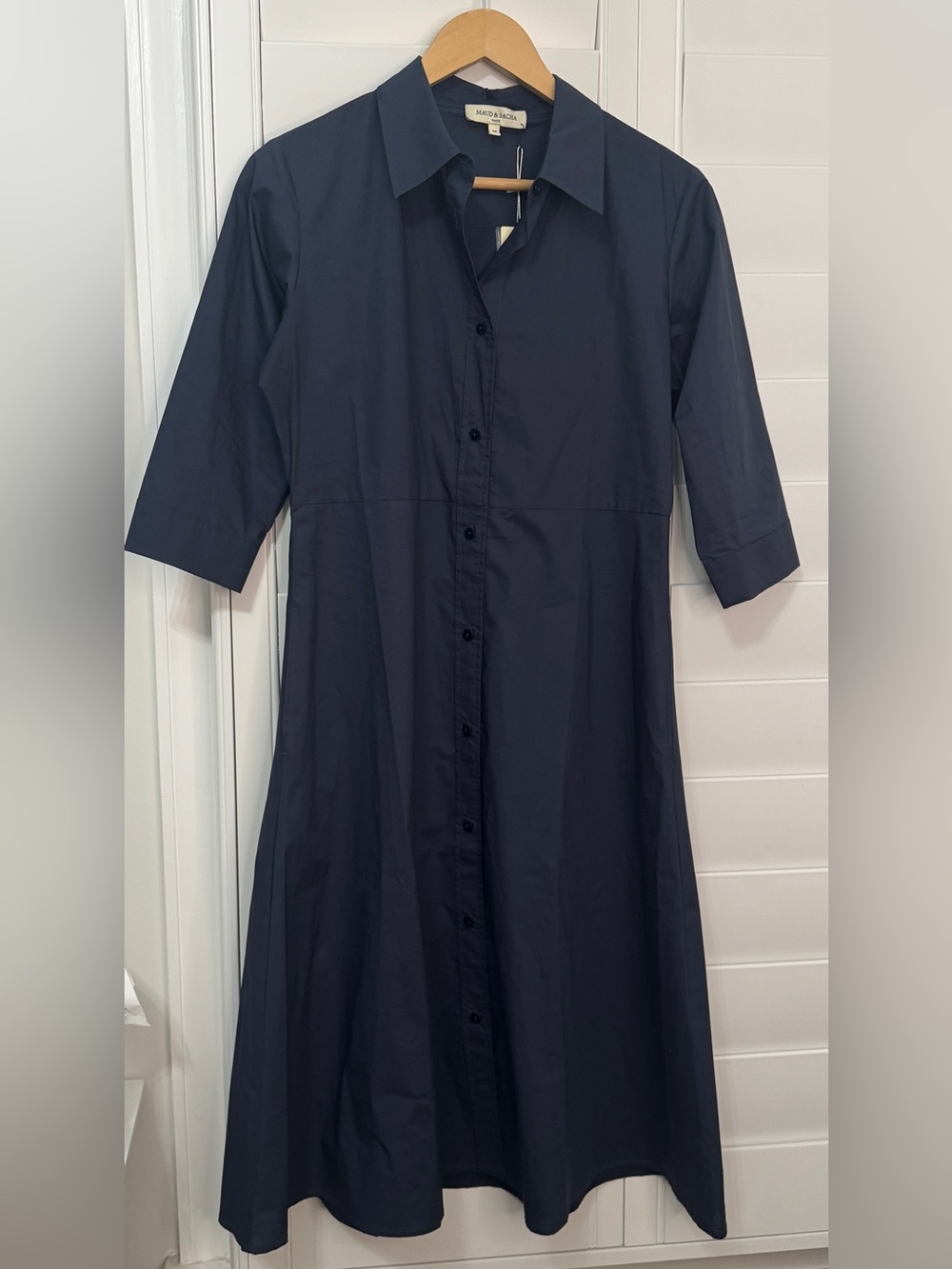 NWT Maud & Sacha navy cotton button up dress